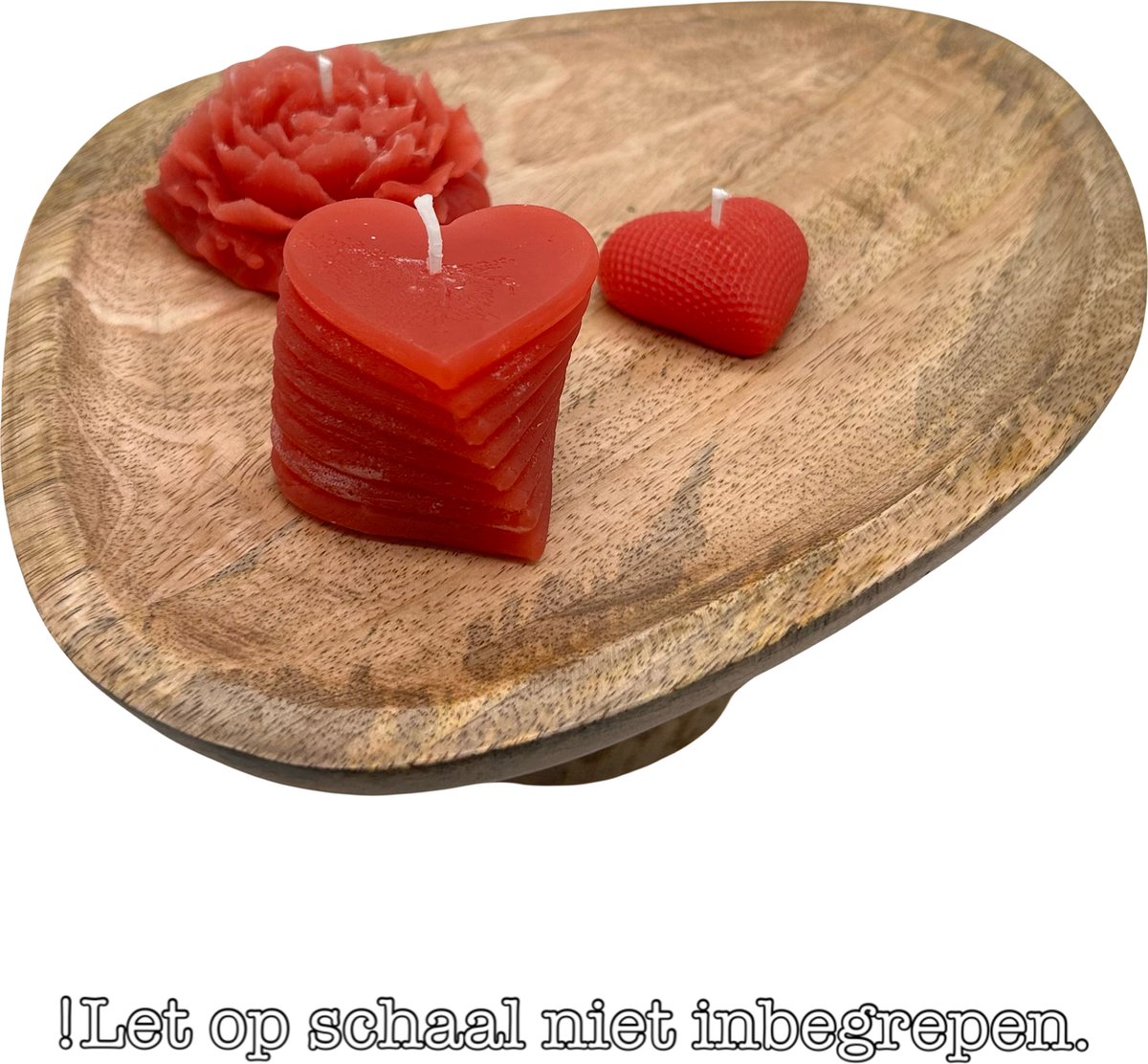 Romantische Handgemaakte Kaarsenset - 3 Rode Kaarsen voor Valentijnsdag, Cadeau of Huisdecoratie