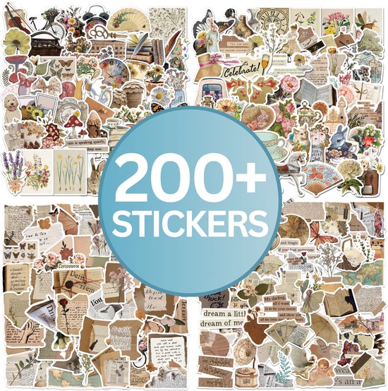 RENALUX Journal Stickers - Journaling Producten - Stickers Volwassenen - Stickers Bullet Journal - Stickerboek - Stickervellen - Journal Spullen - Journal Stickerboekje - Retro Stickers - 202 Stickers