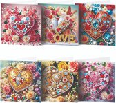 Adorzy Diamond Painting Kaarten Harten – 6 Wenskaarten met envelop - Diamond Painting Volwassenen – Diamond Painting Volledig Pakket