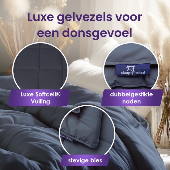 Slaapspeciaal eazydekbed 200x220 cm - Grijs - Dekbed Zonder Overtrek, Extra Lang, Luxe Gelvezels, Anti-Allergisch & Perfect Voor Elk Seizoen van EazyLiving — afbeelding 3