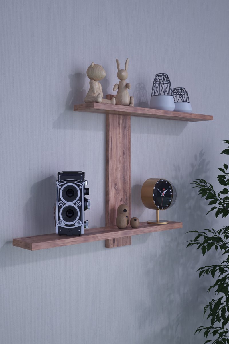 Wandplank| Wandrek| Voor Keuken Slaapkamer Woonkamer| Industrieel| Modern| Stijlvol| Licht Walnoot