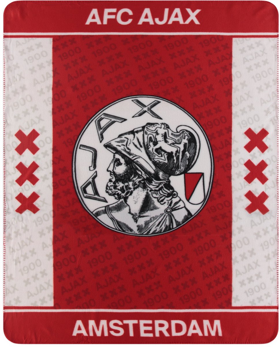Ajax-fleeceplaid wit-rood-wit