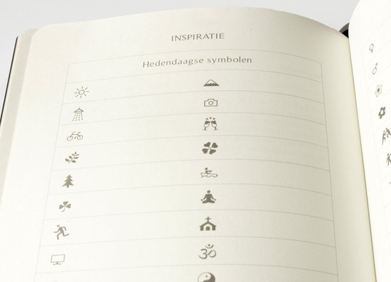 Pagina met de titel 'Hedendaagse symbolen' in een Hieroglyphs Bullet Journal met diverse symbolen.