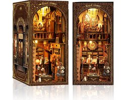 Houten modellen bouwpakketten-DIY Book Nook Kit( Engelse architectuur)-modelbouw houten bouwset volwassenen-Met ledlicht-3D houten puzzel-voor Kerstmis-Halloween-verjaardag- ideeën voor