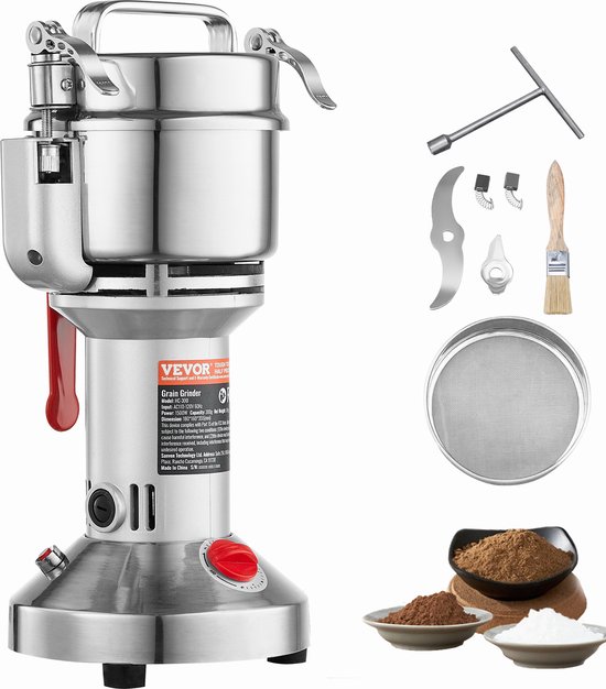 Elektrische Graanmolen 50 Kg/u, 2200 W Gietijzeren Graanmolen Specerijenmolen Met Antislip Rubberen Voetjes Voor Droge Granen Specerijen Muesli Koffie Ma S Peper Hoge Snelheid P 010815590095