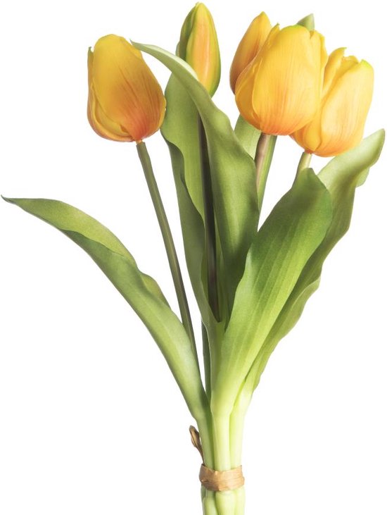 Künstlicher Tulpen Bund, gelbe Kunst Tulpen. 45cm
