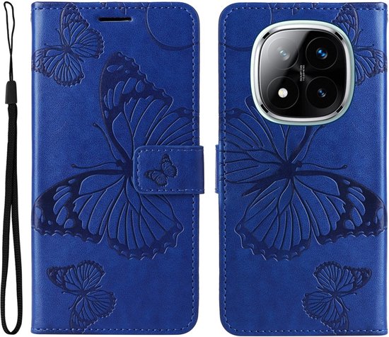 Étui Coverup - Convient pour Xiaomi Redmi Note 14 Pro 5G / Pro+ / Poco X7 - Étui Coverup Butterflies Book - Blauw