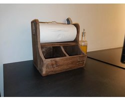 Houten gruttersbak - keukenrolhouder