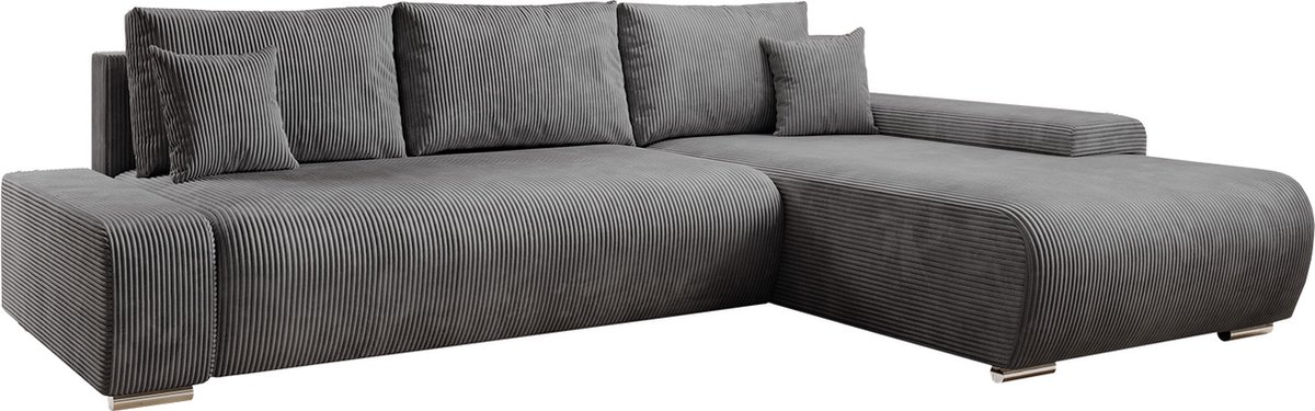 Sofa Iseo - Rechts - Met slaapfunctie - Donkergrijs