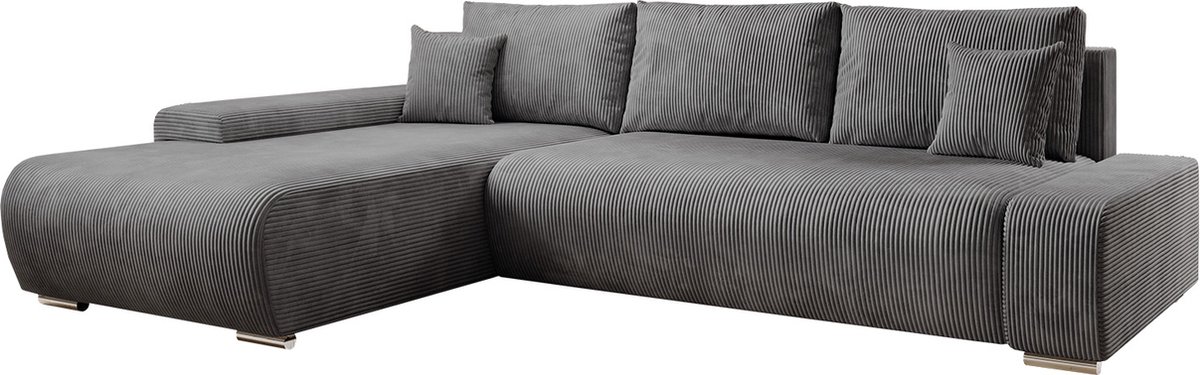 Sofa Iseo - Links - Met slaapfunctie - Donkergrijs