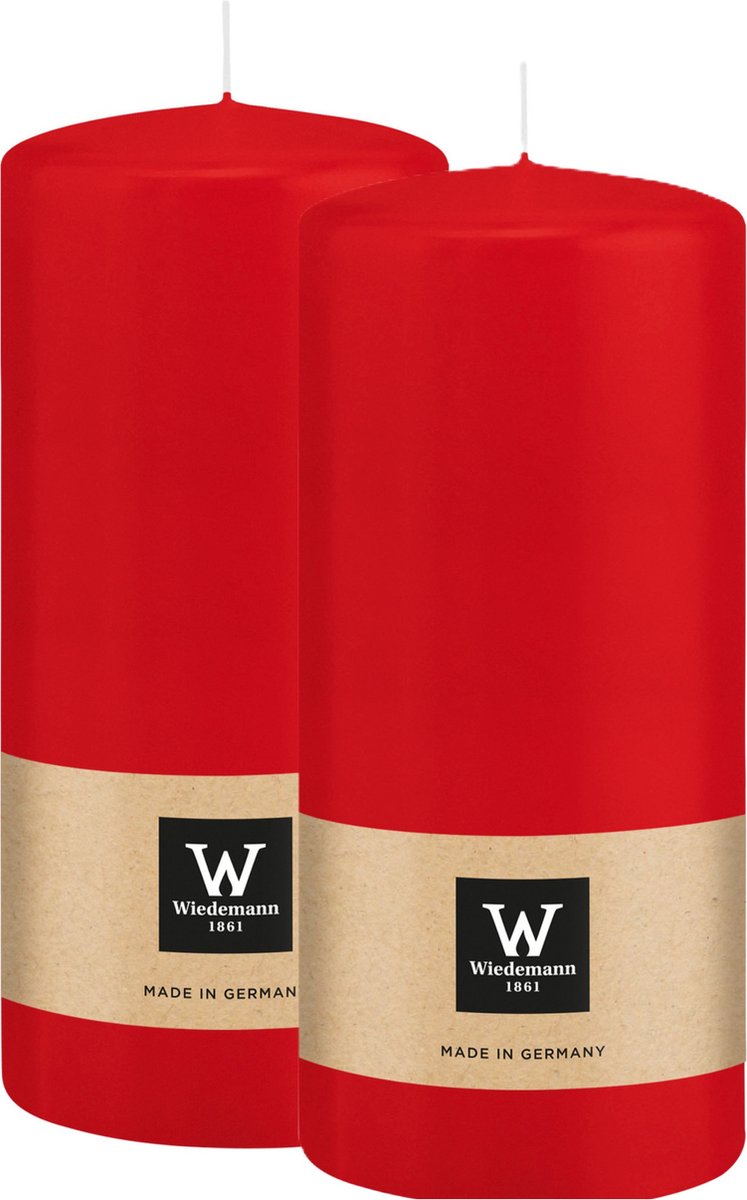 Wiedemann Cilinderkaars/stompkaars - 2x - rood - 15 x 7 cm - 63 branduren - zuilkaarsen