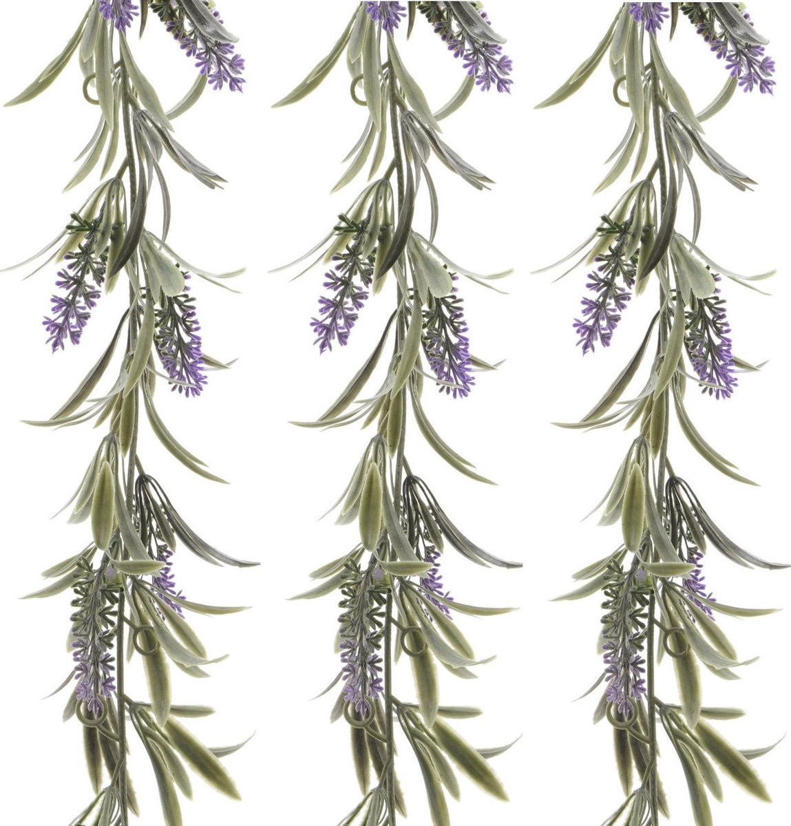 Decoris Lichtpaarse lavendel kunsttak - 3x - kunstplanten - slinger - 80 cm- Kunstplanten/kunsttakken