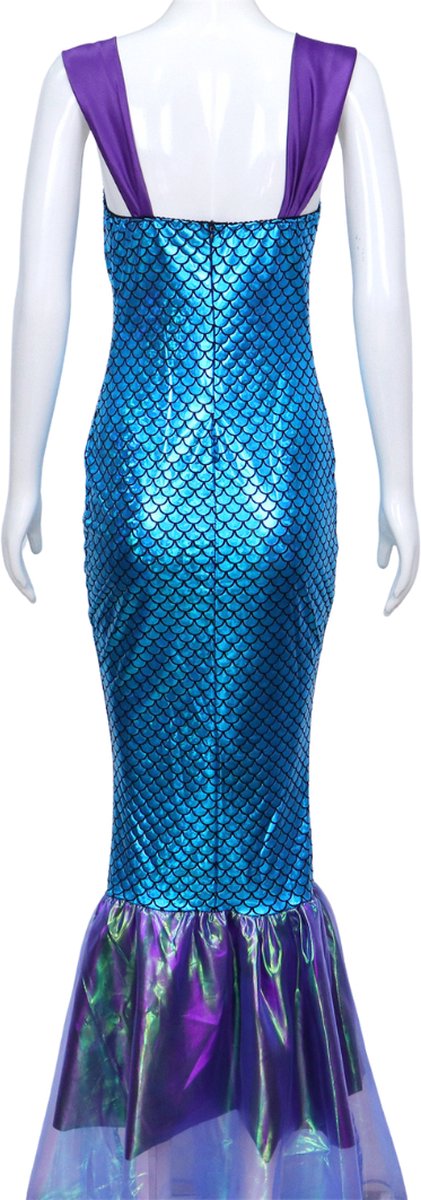 Joya Party® Mermaid Verkleed Jurk Volwassenen | Blauw en Paarse Glamour Jurk | Carnaval Verkleedjurk Dames | Prinsessenjurk Vrouwen | Zeemeermin Verkleed kleding | Carnavalskleding | — afbeelding 7
