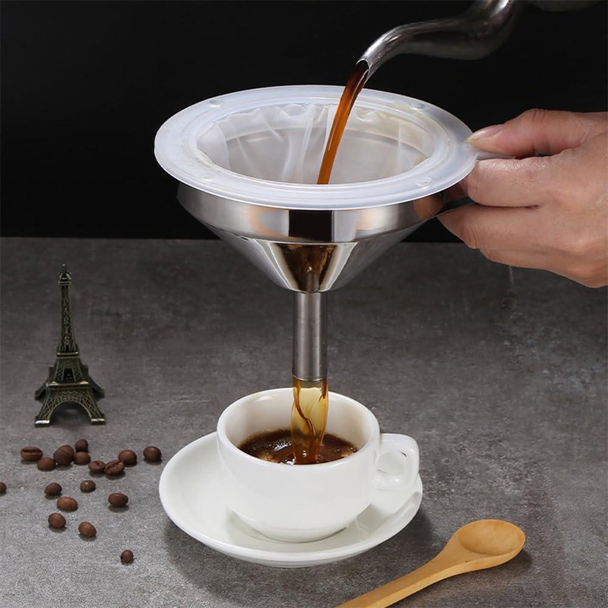 Filtre Cuisine Filtre à Tamis 300 Mailles JJQHYC - Parfait Pour Huile, Jus Et Liqueurs - 13 Cm - Réutilisable Nylon Alimentaire