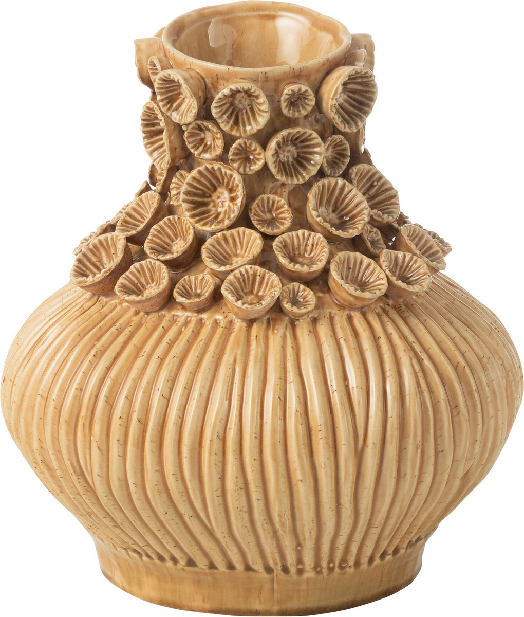 J-Line Vaas Gourd Koraal - keramiek - oker - Ø 32 cm Geel