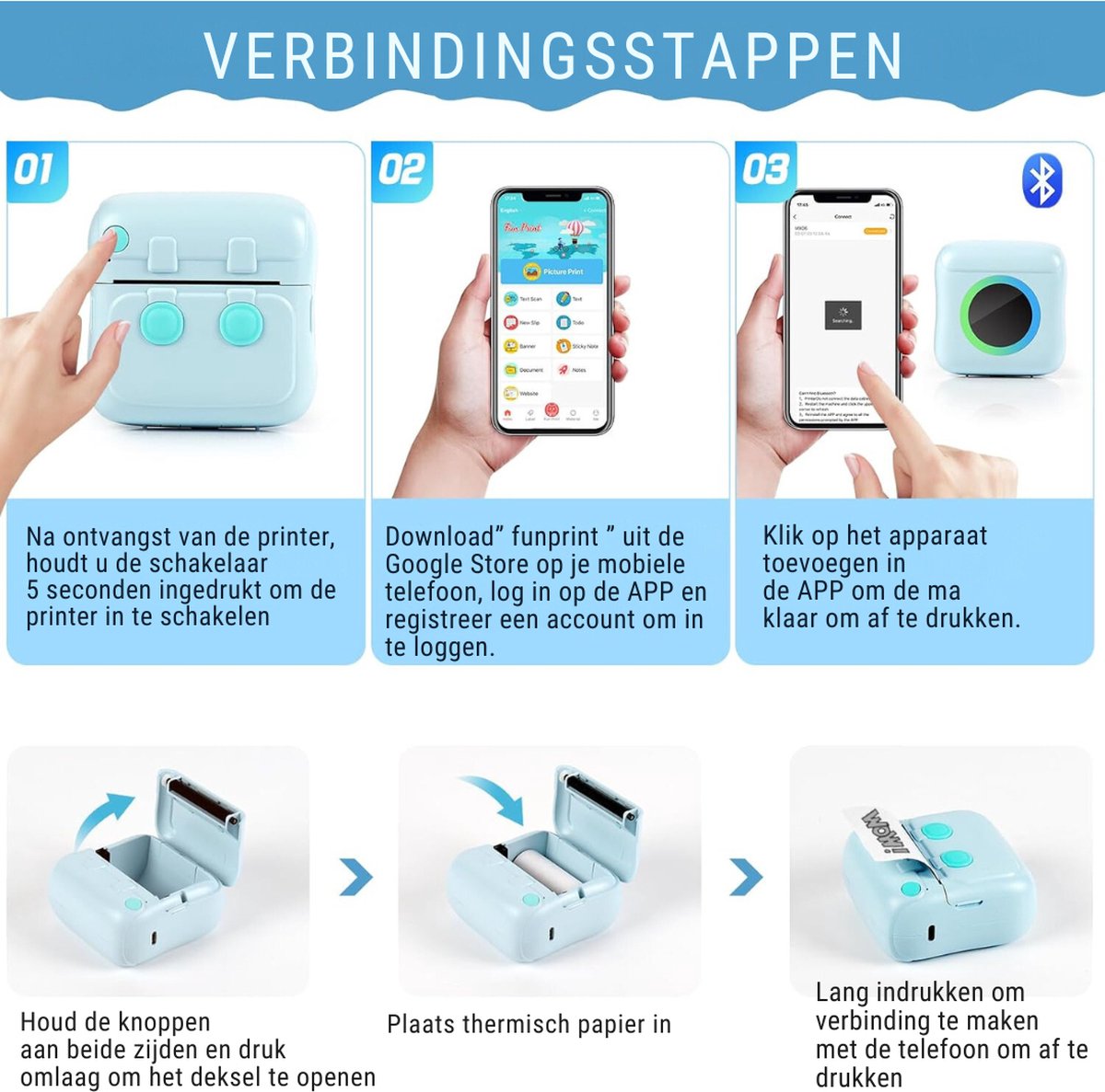 Mini - Draadloze Thermische Fotoprinter thumbnail 2