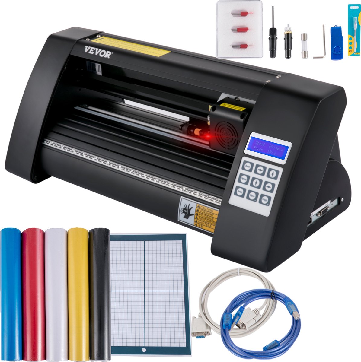 VEVOR Vinyl Snijplotter, 375 mm Snijplotter Machine, LED Desktop Vinyl Cutter Plotter, Semi-automatisch met Ingebouwd Optisch Oog en Lasergeleiding, Compatibel met Signmaster-software voor Windows-systeem