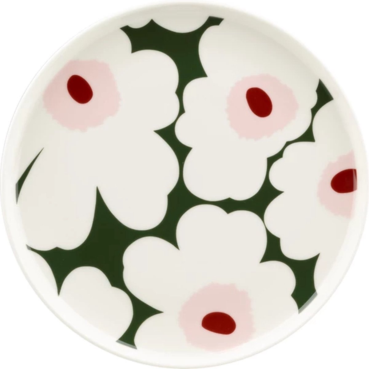 Marimekko Oiva / Unikko plat bord D25cm groen