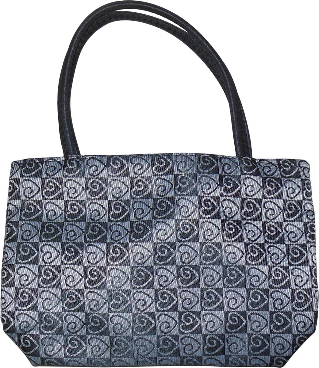 Handtas met hartjes-patroon zwart-wit