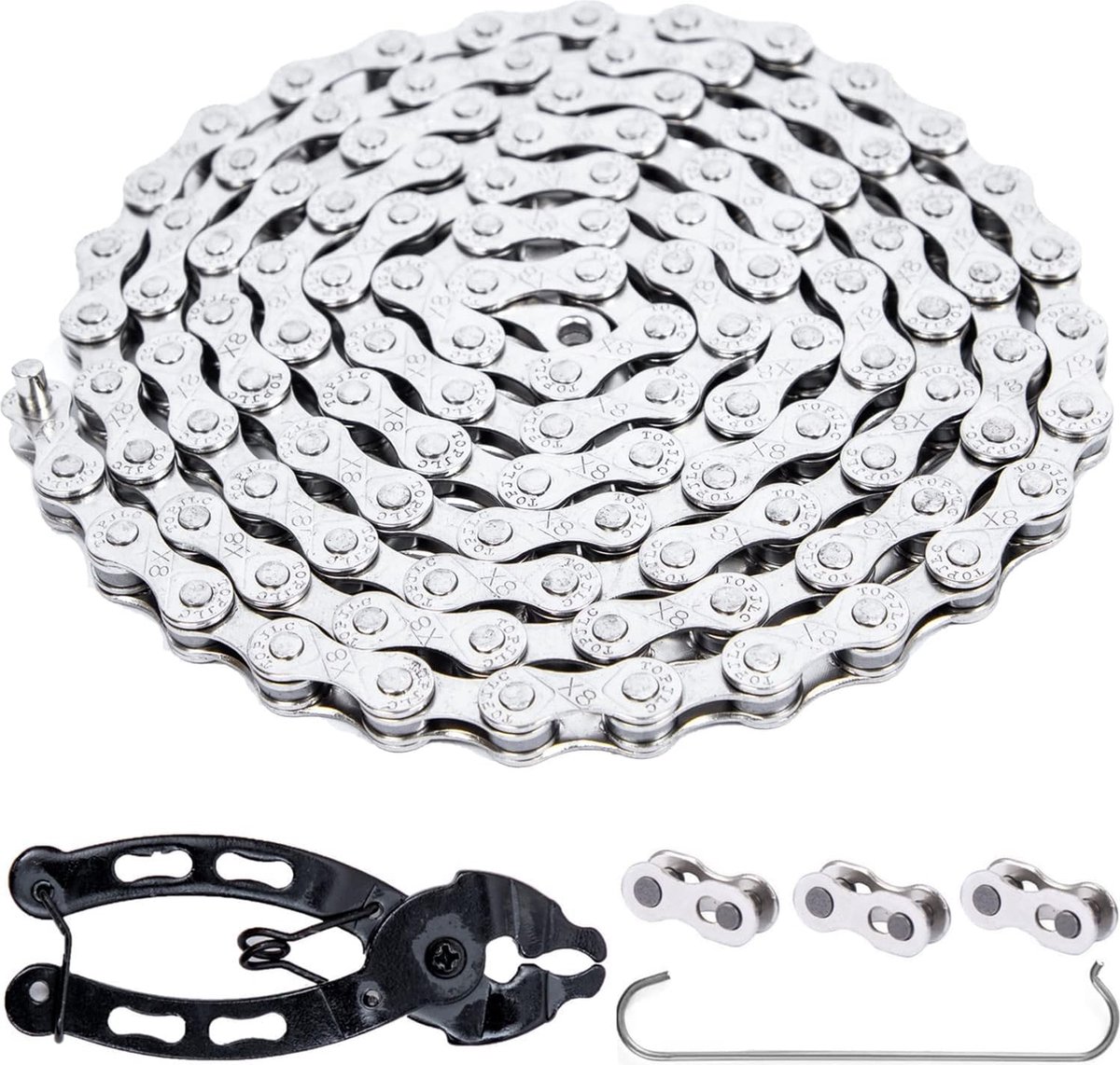 JGS ® Fietsketting 6/7/8 versnellingen Fietsketting 1/2 x 3/32 inch 116 schakels met kettingslottang en 3 paar kettingslot