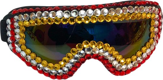 Skibril Strass Oeteldonk - Ski Bril - Foute Party - Carnaval - Après Ski - Verkleedaccessoire - Volwassenen - One Size
