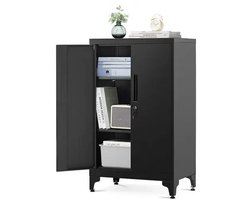 Songmics Archiefkast met Slot - Kantoorkast - Met slot - Opbergkasten - 2 deuren staal