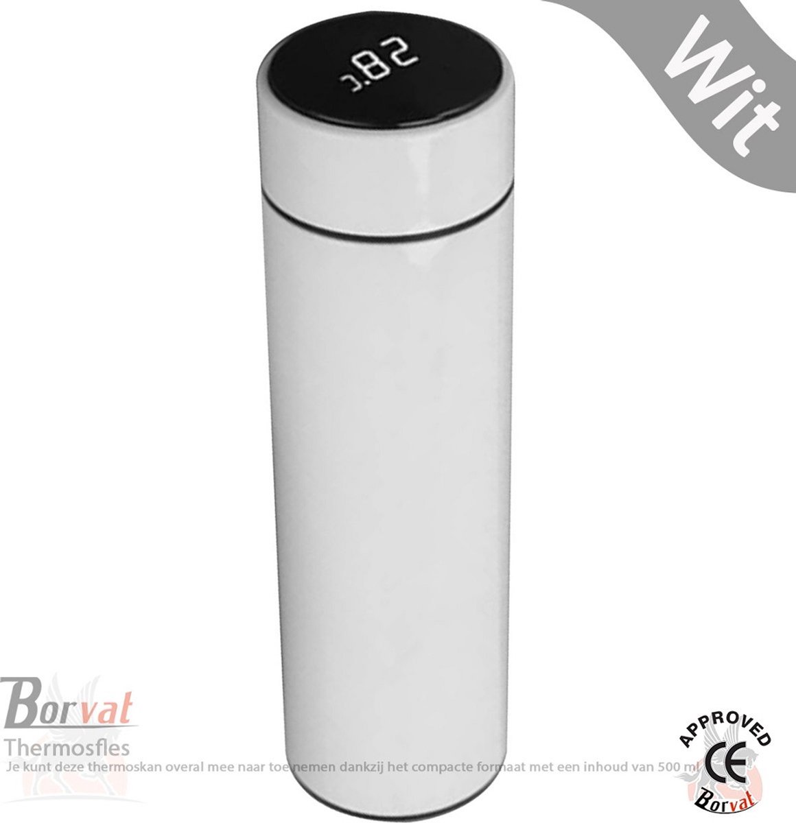 Soroh® - Thermosfles - met LED Display - Thermosbeker - Isoleerfles voor Koffie - Thermoskan - Koffiebeker - Wit - 500 ML