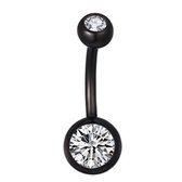Piercing nombril - Zwart avec pierres