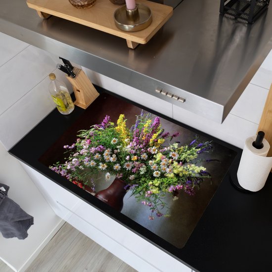 KitchenYeah® Protection plaque induction 85x52 cm - Nature morte - Bouquet - Fleurs - Protege plaque de cuisson - Couvre plaque induction - Protecteur d'induction - Cuisine