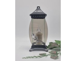 Herdenkingslicht - L-70o - Lantaren - Roosje - Zilver - Spiegel - Windlicht - Graflicht - Graflantaarn - Grafdecoratie