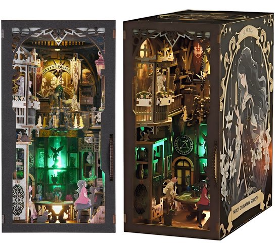 Hamaileon DIY Toy Book Nook Kit Holz 3D Puzzle für Puppenhaus mit LED Miniatur H Hamaileon DIY Toy Book Nook Kit Holz 3D Puzzle für Puppenhaus mit LED Miniatur H