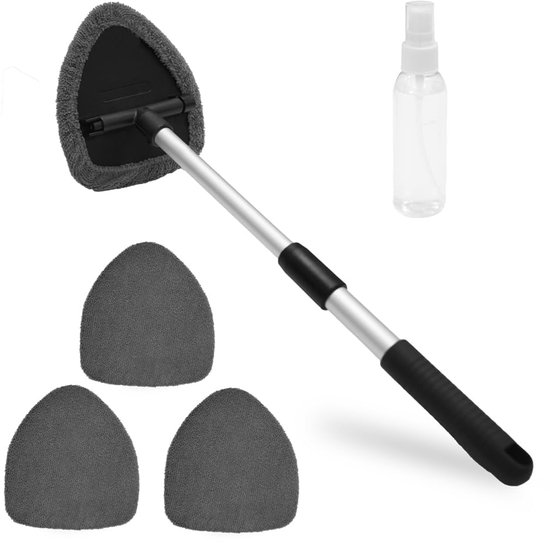 TheLau ® Nettoyeur de vitres rétractable pour voiture avec patins rotatifs triangulaires et poignée antidérapante pour les coins difficiles d'accès