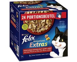 Felix Nat kattenvoer, Extras Flavour Variety from the Countryside, Adult, Multipack (24x85g),,, 2.04 kg