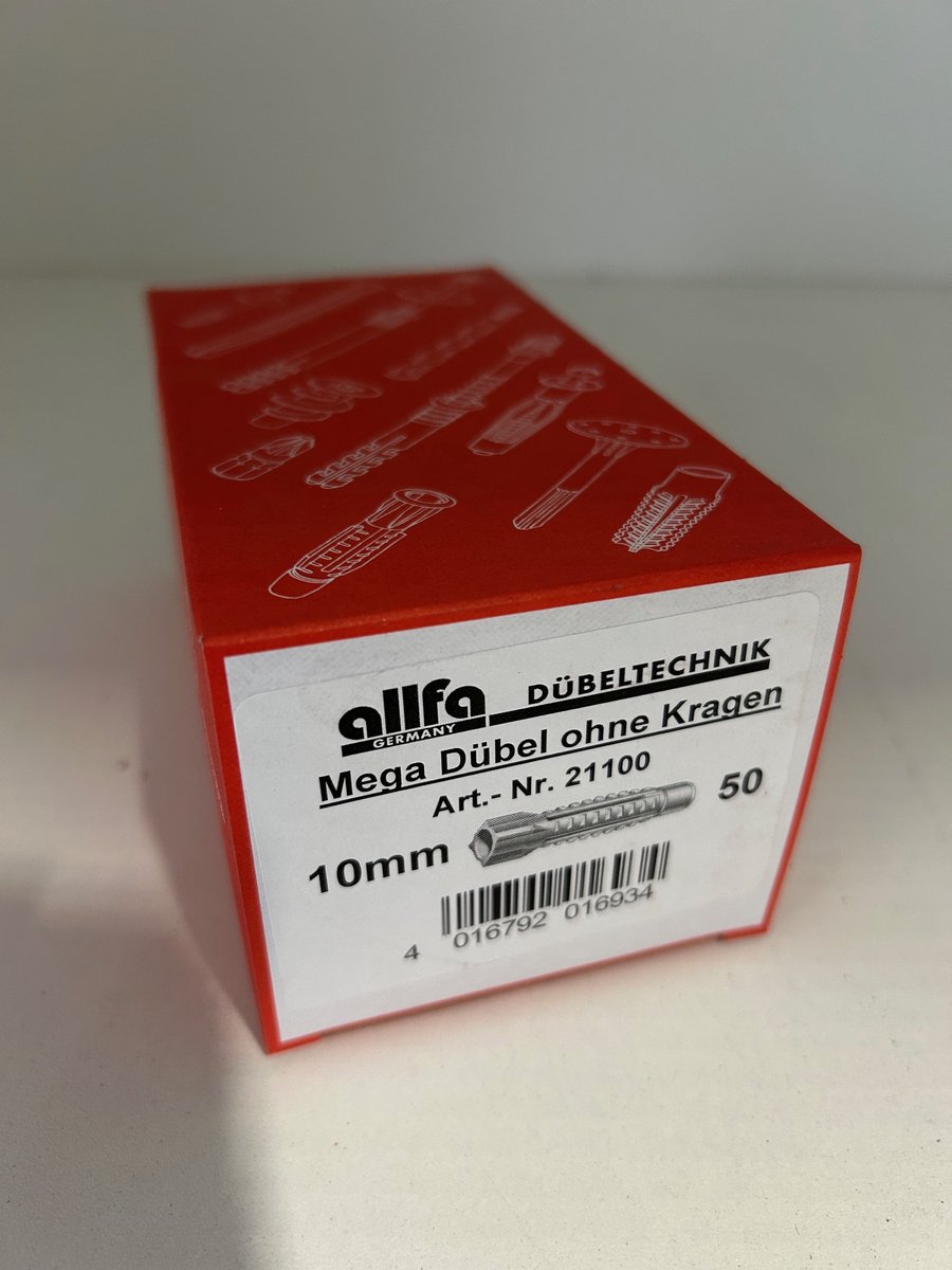 5 doosjes a 50 stuks Allfa mega plug zonder kraag - 10 x 50"