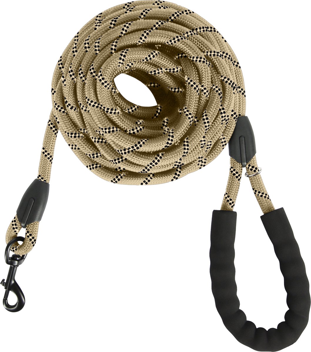 KCMultisupplies Hondenriem 8 Meter - Reflecterende Hondenlijn - Met Gevoerd Handvat - Geschikt voor Grote en Kleine Honden - Nylon Looplijn