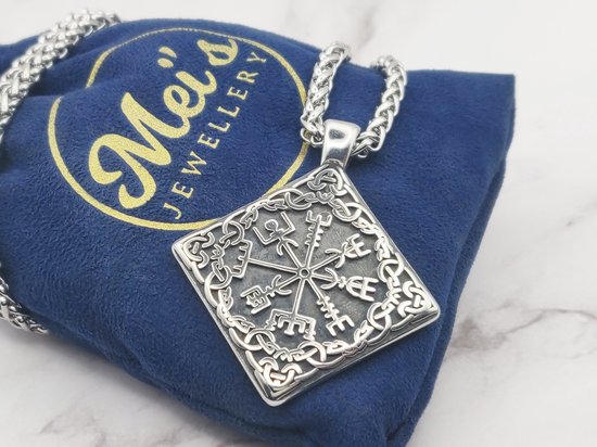 FaithHeart Vegvisir Halsketting voor heren, personaliseerbaar, hanger