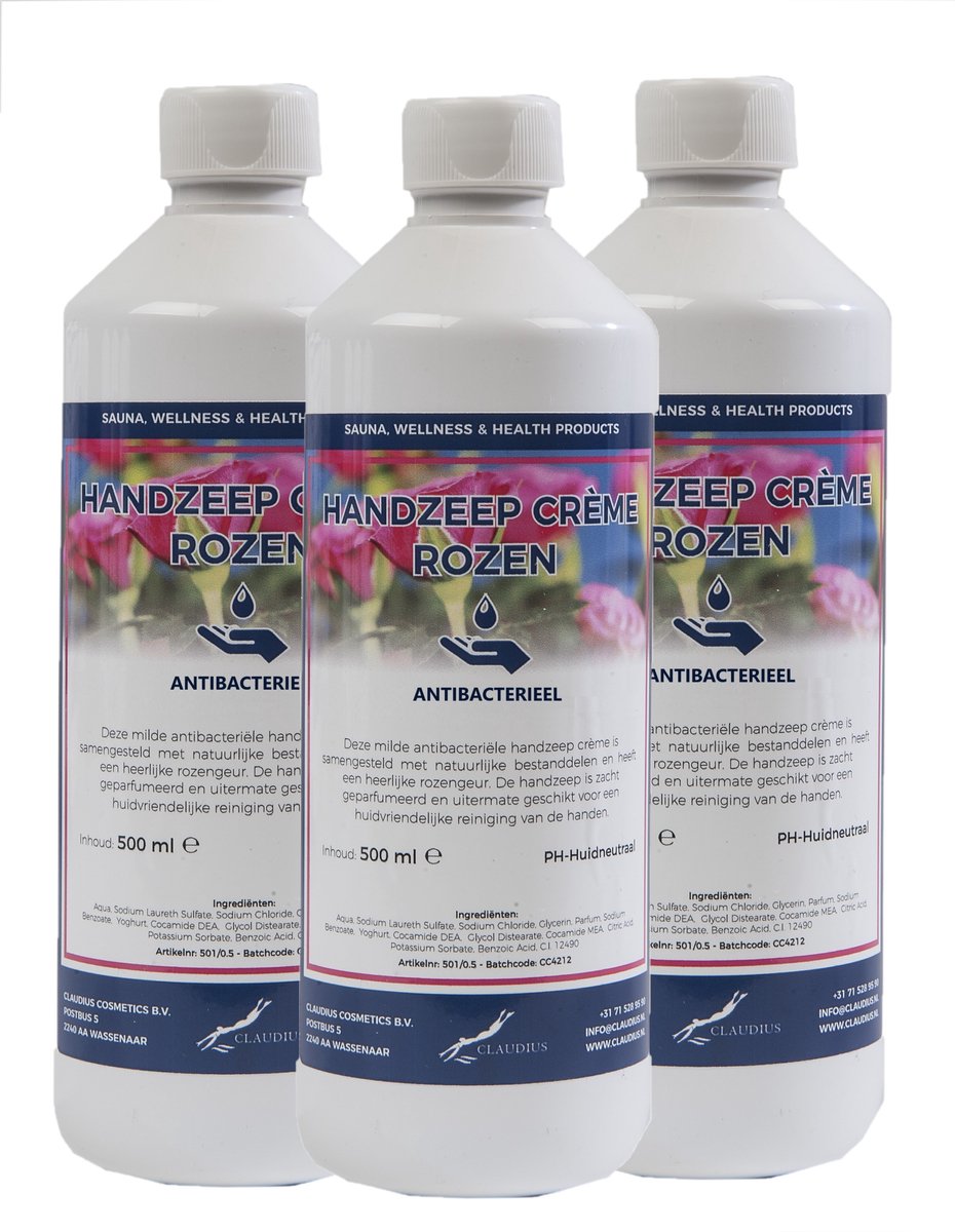 Goedkoopste Handzeep Crème Rozen 500 ml - set van 3 stuks