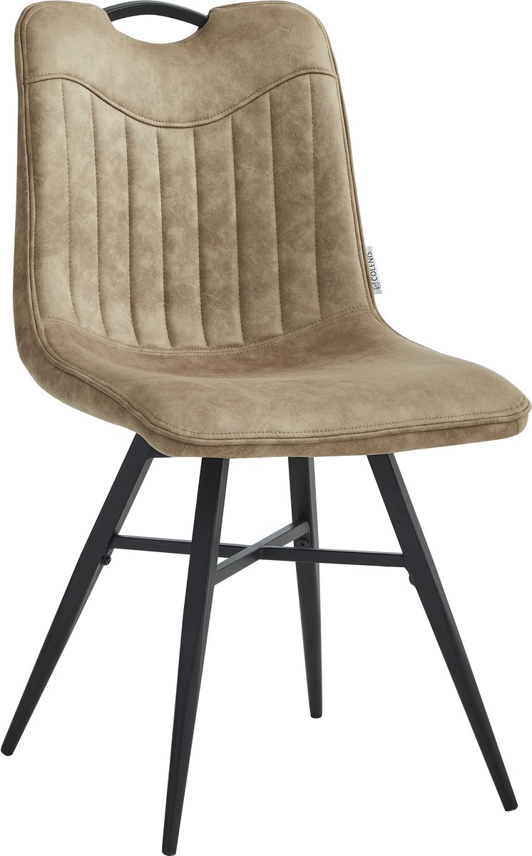 Colenis® - Verty Eetkamerstoel - Set van 4 - Sand - Microvezel - Microfiber - Industrieel - Design