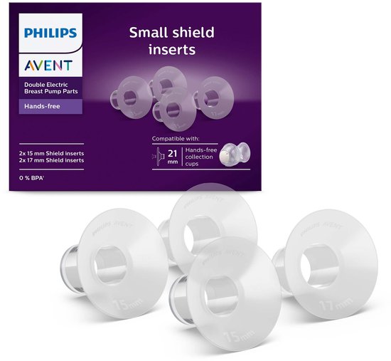 Philips Avent - Kleine Bescherminzetstukken – Perfecte Pasvorm voor Kleine Tepels (15mm & 17mm) | Comfortabel Siliconen Materiaal | Eenvoudig Schoon te Maken - SCF554/11