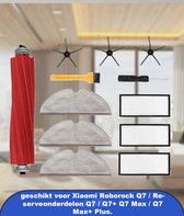 Accessoires geschikt voor Xiaomi Roborock Q7 / Reserveonderdelen Q7 / Q7+ Q7 Max / Q7 Max+ Plus. 1 hoofdborstel, 3 zijborstels, 3 filters, 3 schoonmaakdoeken, 1 schroevendraaier, 1 reinigingsborstel.