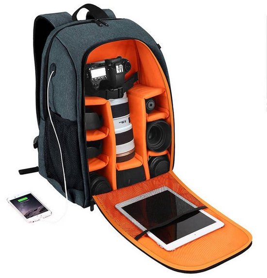 Puluz Waterdichte Universeel Cameratas met regenhoes en laptopvak PU5011H - Camera Rugzak Spiegelreflexcamera - Camera Tas - GRIJS - Geschikt voor Canon en Nikon