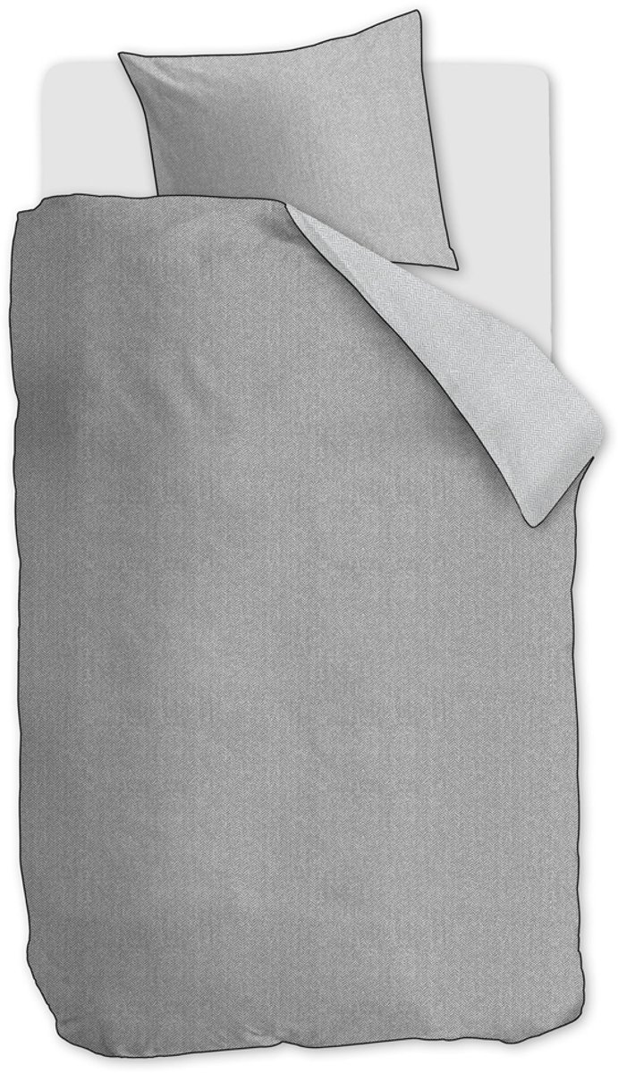 Rivièra Maison - Chevron Weave dekbedovertrek - Eenpersoons - 140x200/220 cm - Grijs