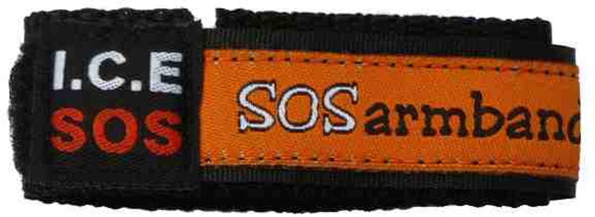 ICE SOS armband oranje MEDIUM ( 9 tm 12 jaar)