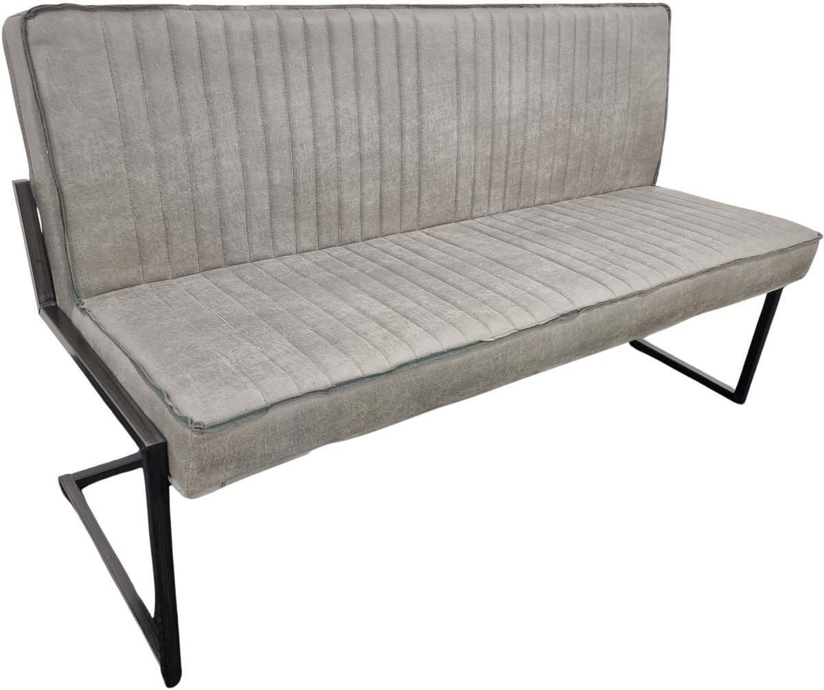 Eetkamerbank Charlie - 155 cm - Micro Leder - Grijs
