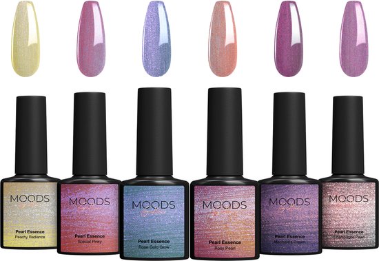 Moods Gellac 6-delige Set - Gellak Starterspakket - Gel Nagellak - 8ML - Pearl Essence - Gellac - Nagels - Chique Kleuren - HEMA- & TPO-vrij