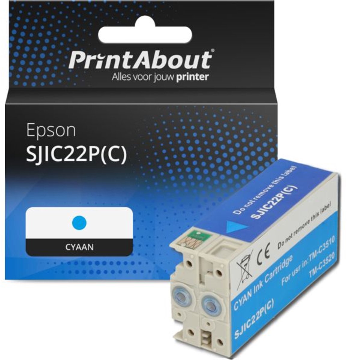 PrintAbout huismerk Inktcartridge SJIC22P(C) Cyaan geschikt voor Epson