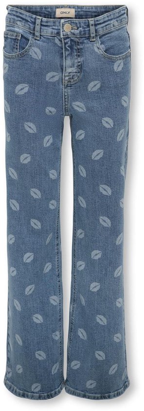 ONLY KOGJUICY WIDE LEG LIP PRINT DNM Meisjes Jeans - Medium Blue Denim Lips