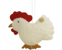 Luna-Leena duurzame hanger kip (plat) - gebroken wit - vilt wol - handgemaakt in Nepal - kippen hanger - paas decoratie - cadeau - easter gift - chicken hanger - egg cosy - pasen