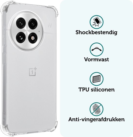 Coque adaptée pour OnePlus 13R Coque antichoc en Siliconen avec 2 films de protection d'écran - Coque adaptée pour OnePlus 13R Coque arrière antichoc - Transparent