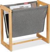 lectuurbak - 37 x 39,5 x 21 cm - bamboe - stof - staande krantenbak
